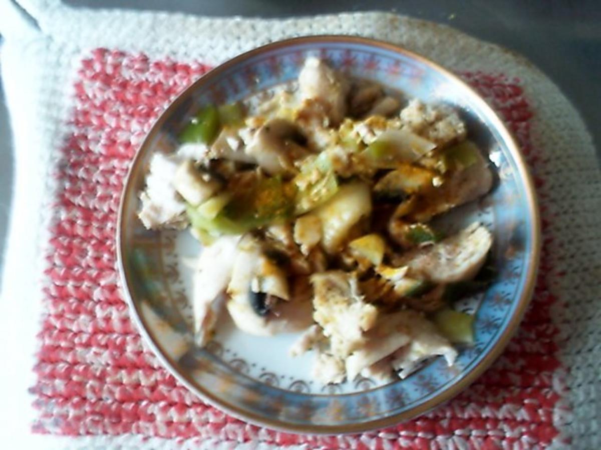 Curry-Hähnchenbrustsalat mit Lauch und Champignons - Rezept - Bild Nr. 6