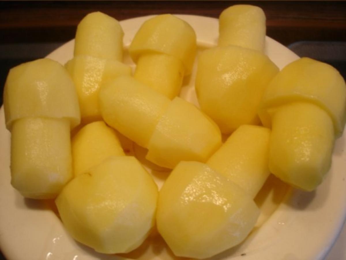 Matjesfilet mit Speckbohnen und Kartoffelpilzen - Rezept - Bild Nr. 13