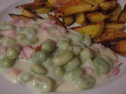 Dicke Bohnen mit Knusperkartöffelchen - Rezept