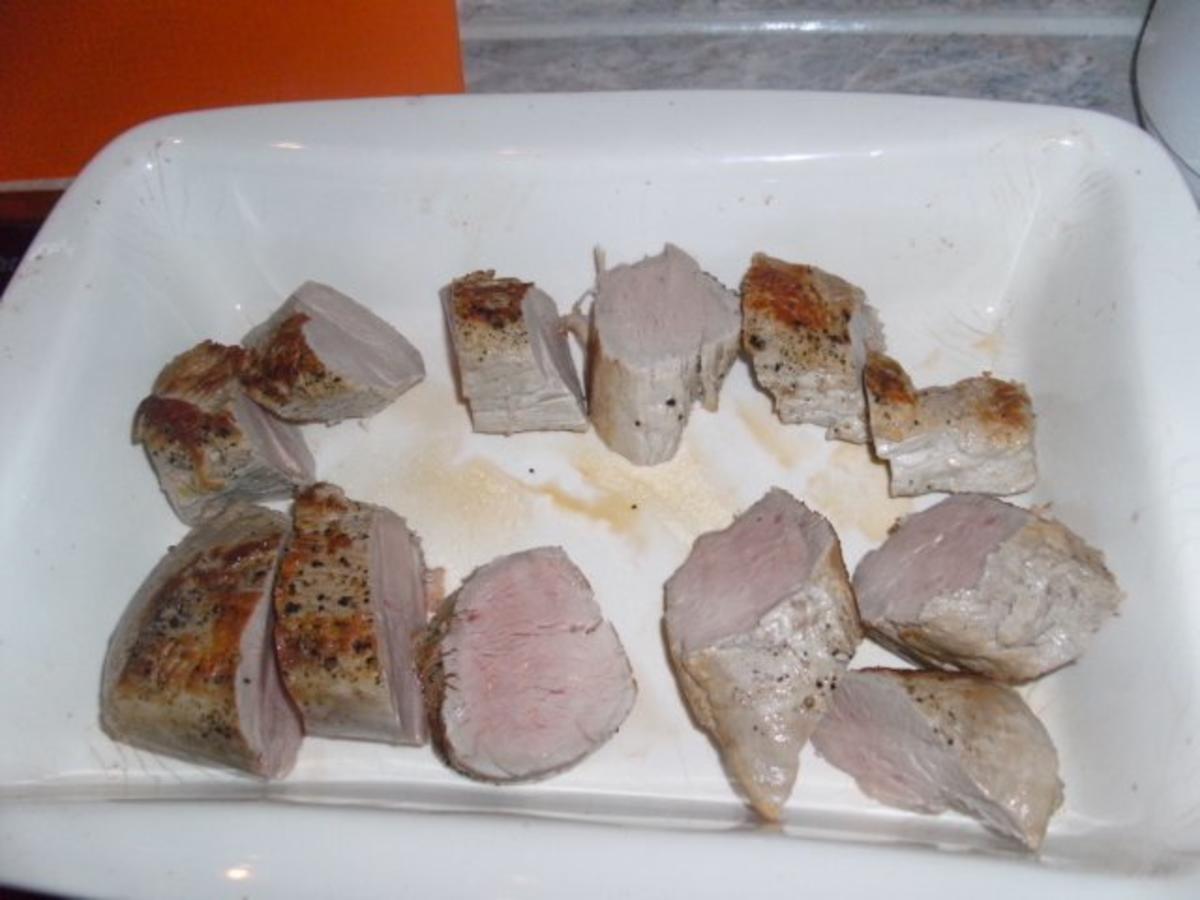 Schweinefilet mit Pfifferling Champignon Rahmsoße - einfach - 69 kcal/100g