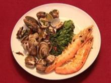 Venusmuscheln, Salat mit Gambas und Roseval-Kartoffeln (Ellen ten Damme) - Rezept