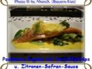 Pochierte Forelle mit Kartoffelchips und Zitronen-Safran-Sauce - Rezept