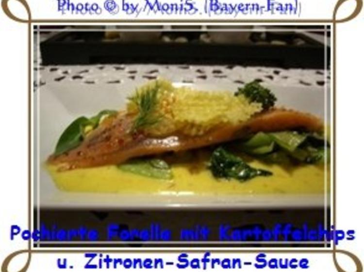 Pochierte Forelle mit Kartoffelchips und Zitronen-Safran-Sauce - Rezept ...