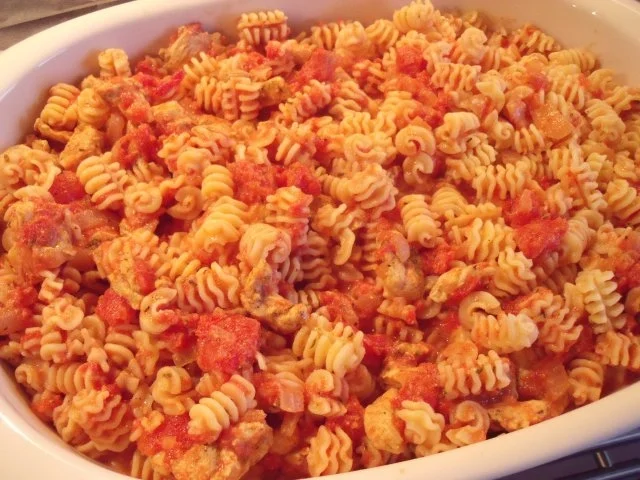 Pasta-Hähnchen-Auflauf mit Käse-Brot-Kruste - Rezept - Bild Nr. 2