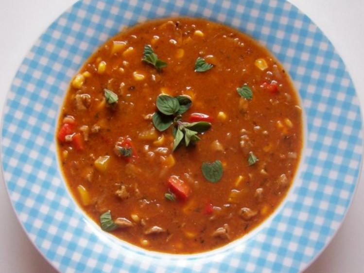 Zwiebel Gyrossuppe mit Mais und Paprika - einfach - 223 kcal/100g