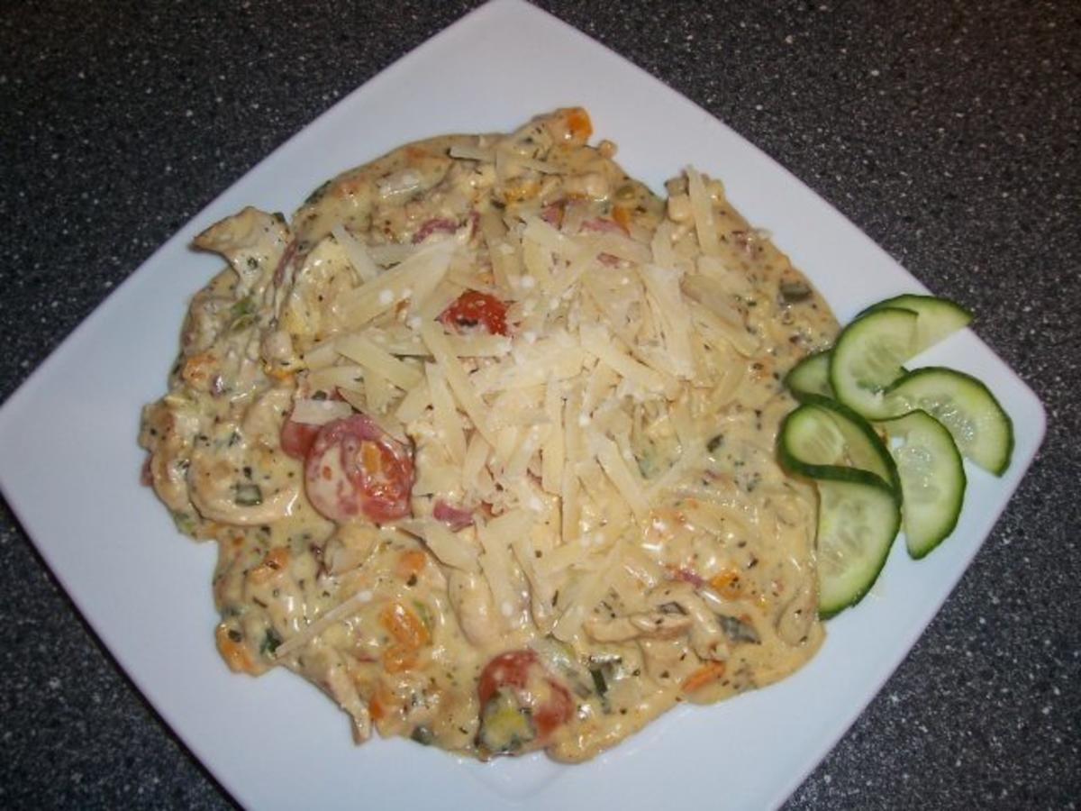Geschnetzeltes aus Putenbrust mit Schinken in Käsesauce - Rezept ...
