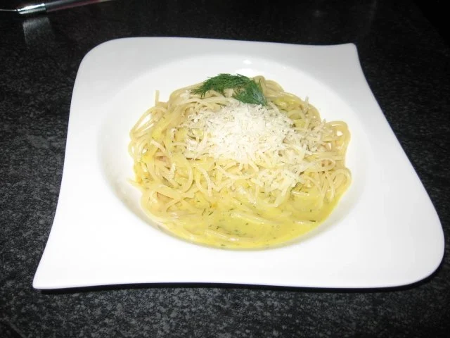 Spaghetti mit Kürbis-Senf-Sauce - Rezept