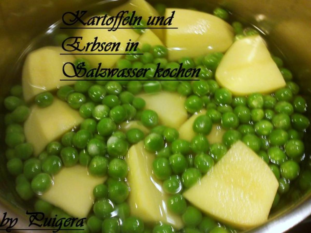 Hausmacherbratwurst an Kartoffel-Erbsen-Püree und glasierten Möhrchen - Rezept - Bild Nr. 2