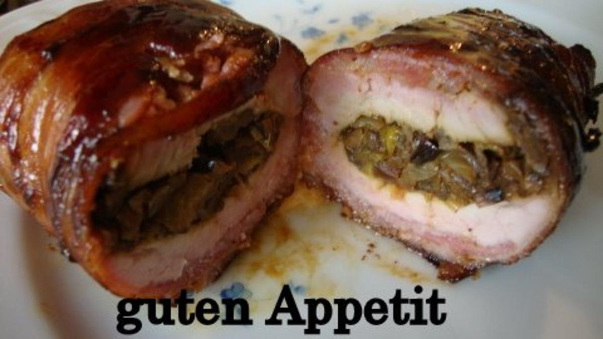 eingepackte und gefüllte Schweinelende - Rezept