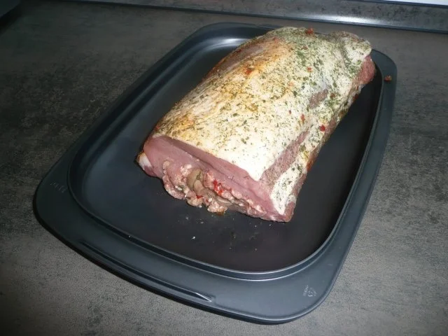 Gefüllter Jägerbraten mit Speckbohnen und Rosmarinkartoffeln - Rezept - Bild Nr. 4