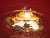 Rezept: Eingelegte Mandarine mit Zitronensorbet und Armem Ritter Eingelegte Mandarine mit Zitronensorbet und Armem Ritter - Rezept