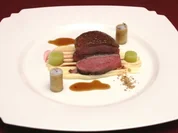 Challans-Ente auf Rauchmandelpüree mit Lauch und Feigenconfit - Rezept