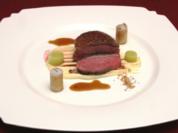 Challans-Ente auf Rauchmandelpüree mit Lauch und Feigenconfit - Rezept