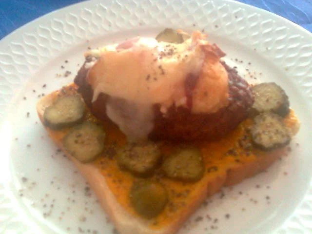 Frikadelle mit Pfirsich/Käse überbacken - Rezept - Bild Nr. 2