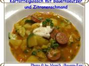 Kartoffel - Gulasch mit Bauernseufzer und Zitronenschmand - Rezept