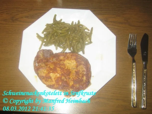 Fleisch – Schweinenackenkoteletts in Senfkruste - Rezept