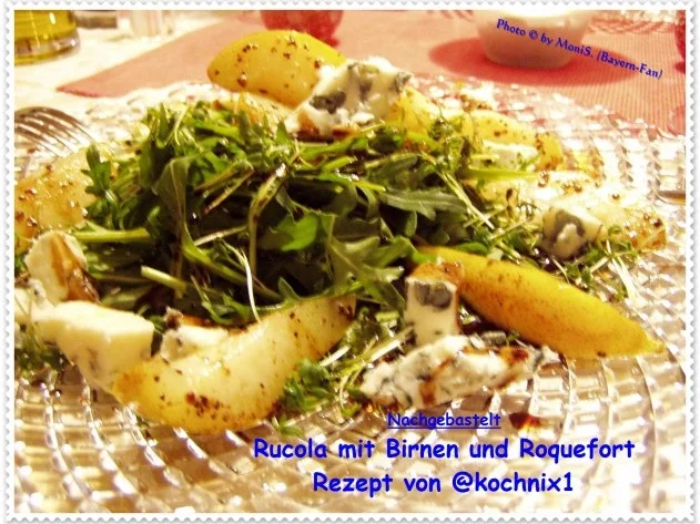 Rucola mit Birnen und Roquefort - Rezept