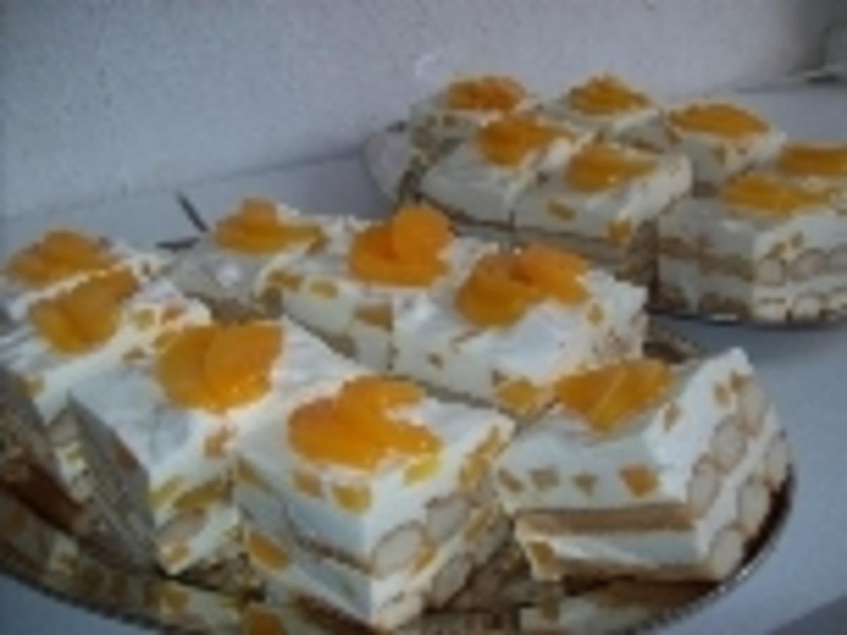 Pfirsich Tiramisu Stückchen - einfach - 220 kcal/100g
