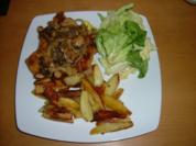 Mini Schnitzel mit Pilzen und Zwiebeln - Rezept