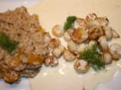 Kammuscheln auf Tonka-Rieslingschaum und Kürbisrisotto mit Vanille-Berberitzen - Rezept