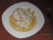 Olli´s Pasta in Champignon-Käse-Soße - Rezept