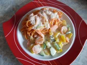 Gemüsegeschnezeltes mit roten Nudeln - Rezept