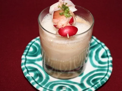 Rezept: Cappuccino von der Marone mit Filet vom Lech-Saibling Cappuccino von der Marone mit Filet vom Lech-Saibling - Rezept