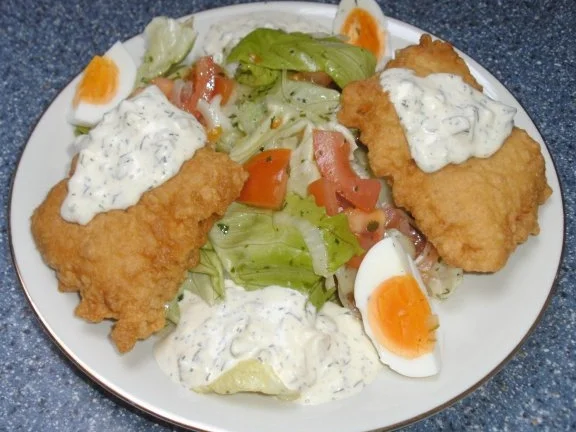 Rezept: Backfisch mit Salat Backfisch mit Salat - Rezept