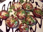 Auberginenscheiben mit Tomatensauce und Parmesan überbacken; Vorspeise oder Antipasti - Rezept