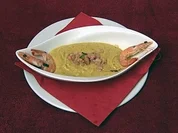 Crema de verduras y camarónes - Gemüsecrèmesuppe mit Garnelen (Ailton) - Rezept