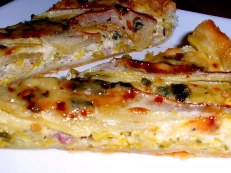 Rezept: Blätterteigtarte mit Lauch Birne und Roquefort Blätterteigtarte mit Lauch Birne und Roquefort - Rezept