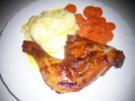 Kochen: Hähnchenschenkel zu glasierten Möhren - Rezept