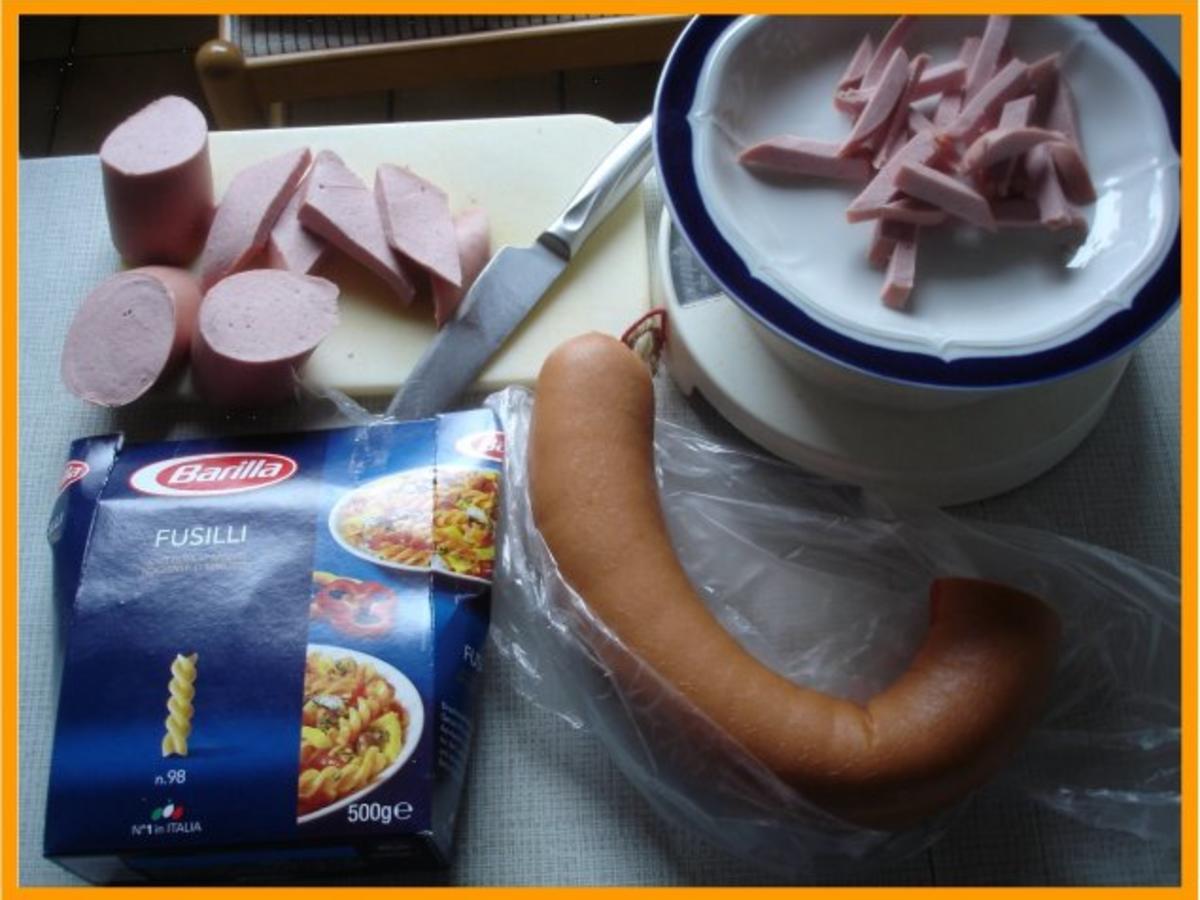Fusili mit Fleischwurst, einfach