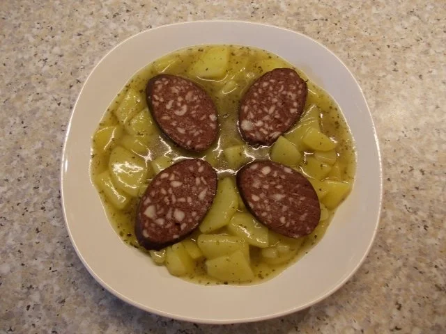 Kartoffelgemies mit Blutworscht - Rezept