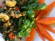 Blattspinat-Rührei mit Garnelenschwänze.. Fit in den Frühling ;-)) - Rezept