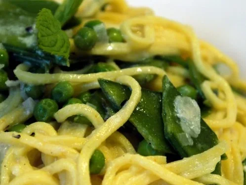 Spaghetti auf der Erbse - Rezept