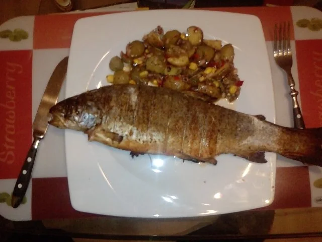 Rezept: Mehlige gegrillte Forelle mit chilligen sauren Bratkartoffeln Bild Nr. 16 Mehlige gegrillte Forelle mit chilligen sauren Bratkartoffeln - Rezept - Bild Nr. 16