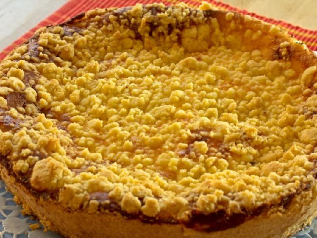 Käse Kirschkuchen mit Streusel - einfach - 281 kcal/100g
