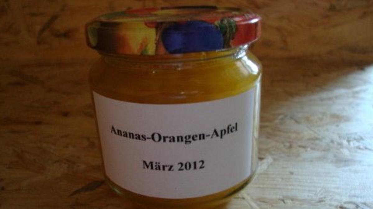 Bilder für Ananas-Orangen-Apfel Konfitüre mit Ingwer abgerundet - Rezept