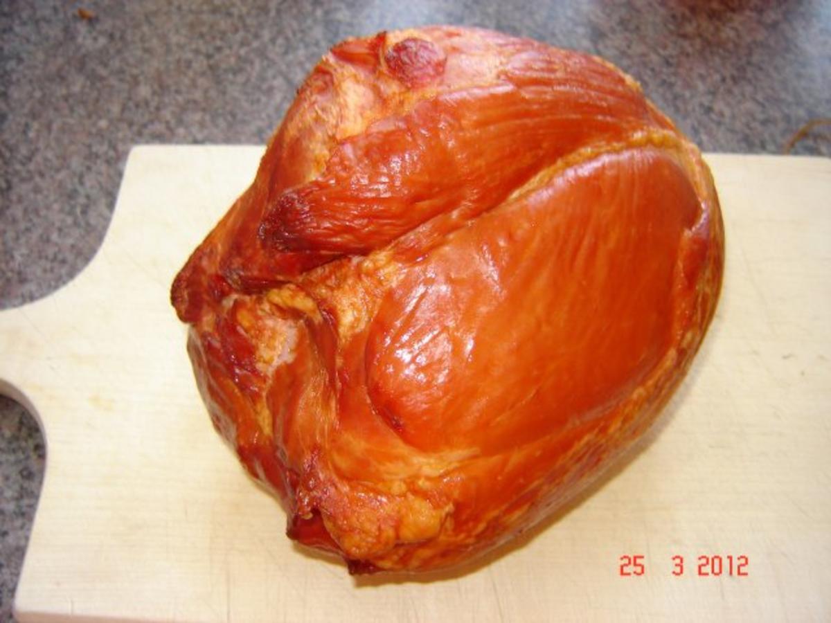 Fleisch : Geräuchertes (Eigenproduktion) mit Dörrbohnen und Kartoffelpü - Rezept - Bild Nr. 3