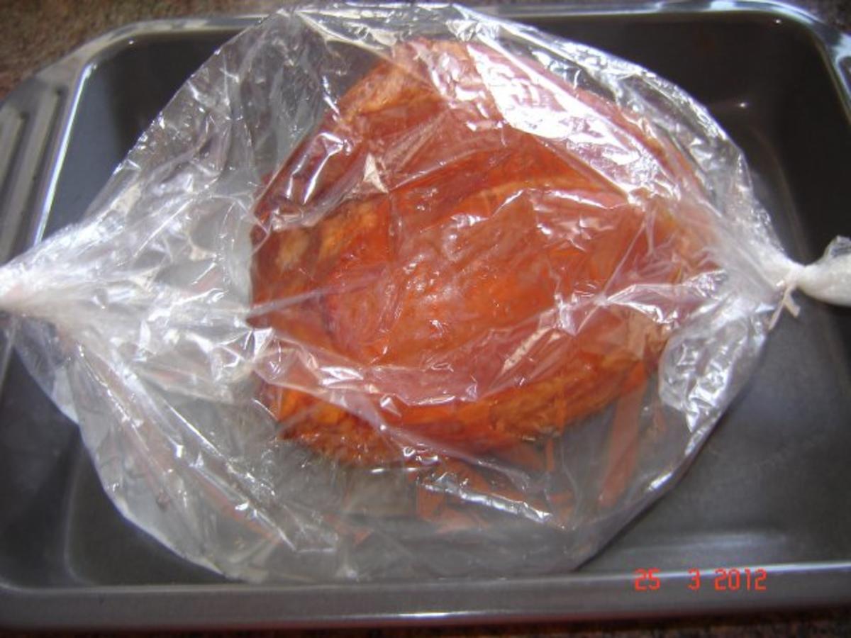 Fleisch : Geräuchertes (Eigenproduktion) mit Dörrbohnen und Kartoffelpü - Rezept - Bild Nr. 4