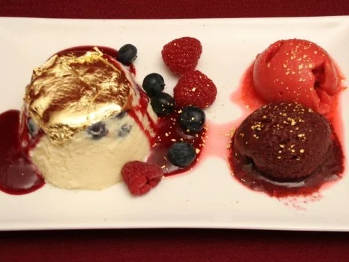 Bavarois mit Früchten aus der Region und Sorbet - Rezept