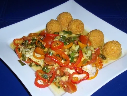 Fisch-Gemüse aus dem Backofen mit Basmati-Reis - Rezept