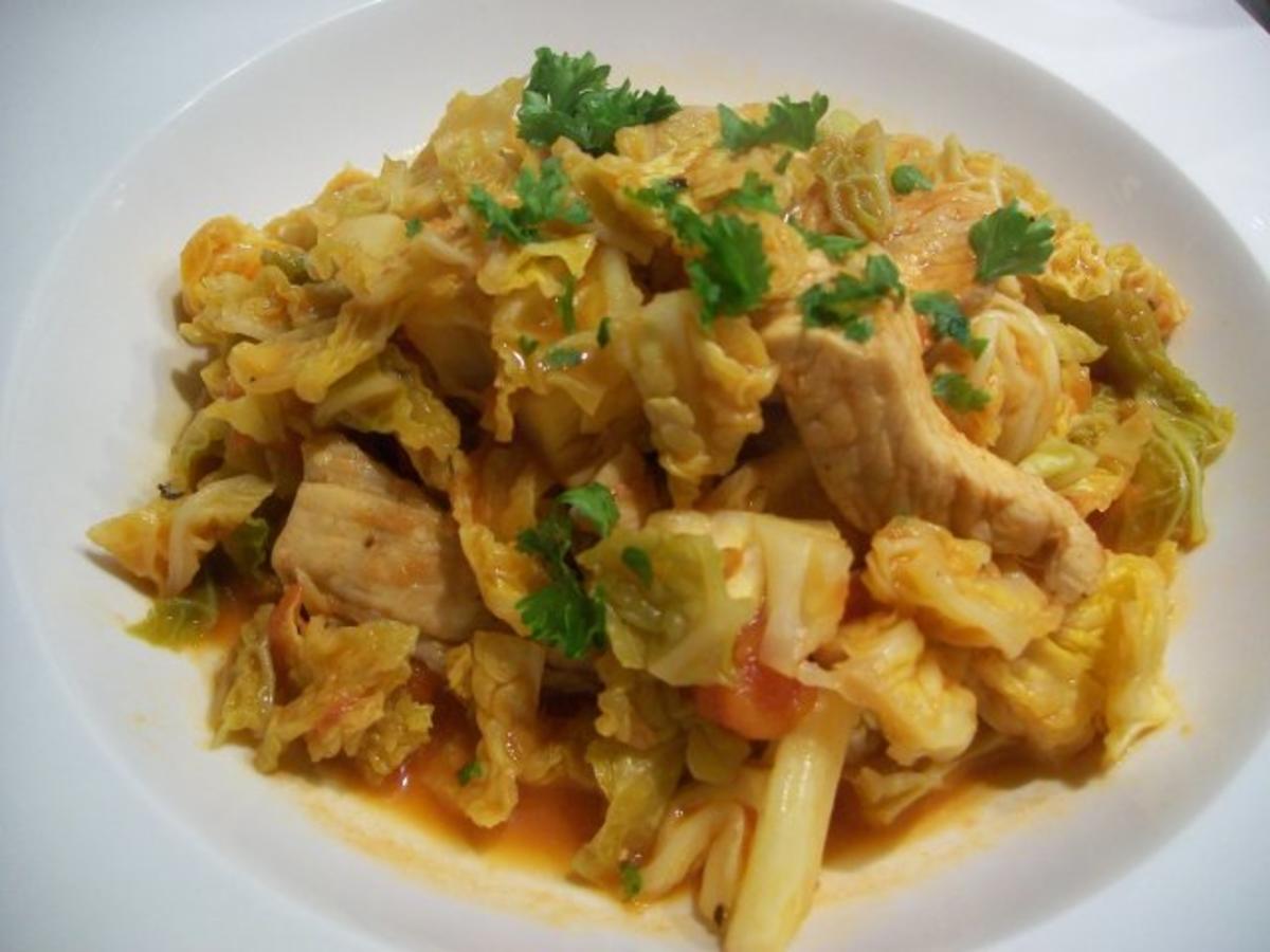 Wirsing - Puten - Pfanne - Rezept