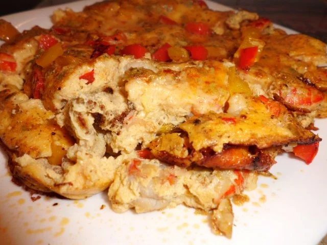 Rezept: Pfannengericht: Omlette mit Paprika und Flusskrebsschwänzen Bild Nr. 5 Pfannengericht: Omlette mit Paprika und Flusskrebsschwänzen - Rezept - Bild Nr. 5