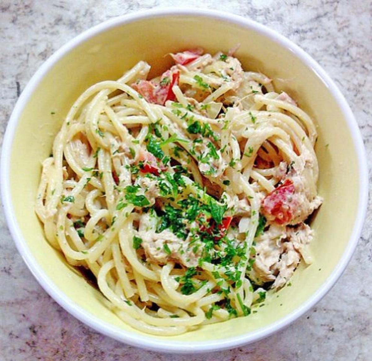 Spaghetti - Thunfisch - Salat - Rezept