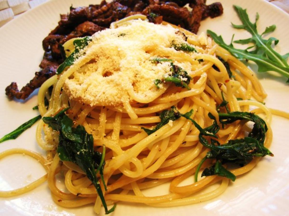 Spaghetti mit Rucola ... - Rezept
