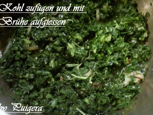 Grünkohl mit geräucherter  Rippe und Bratkartoffeln - Rezept - Bild Nr. 4