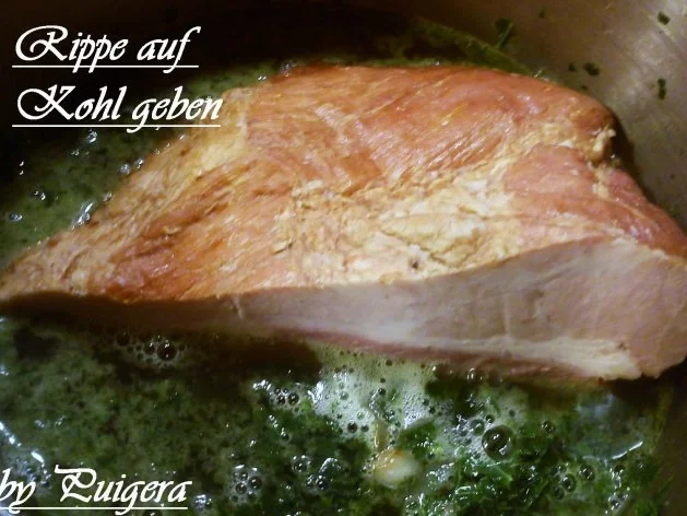 Grünkohl mit geräucherter  Rippe und Bratkartoffeln - Rezept - Bild Nr. 5