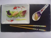 Riesengarnele auf Gartengurken-Carpacchio mit Salatbouquett - Rezept